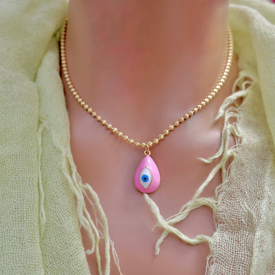 my sweet pink evil eye necklace