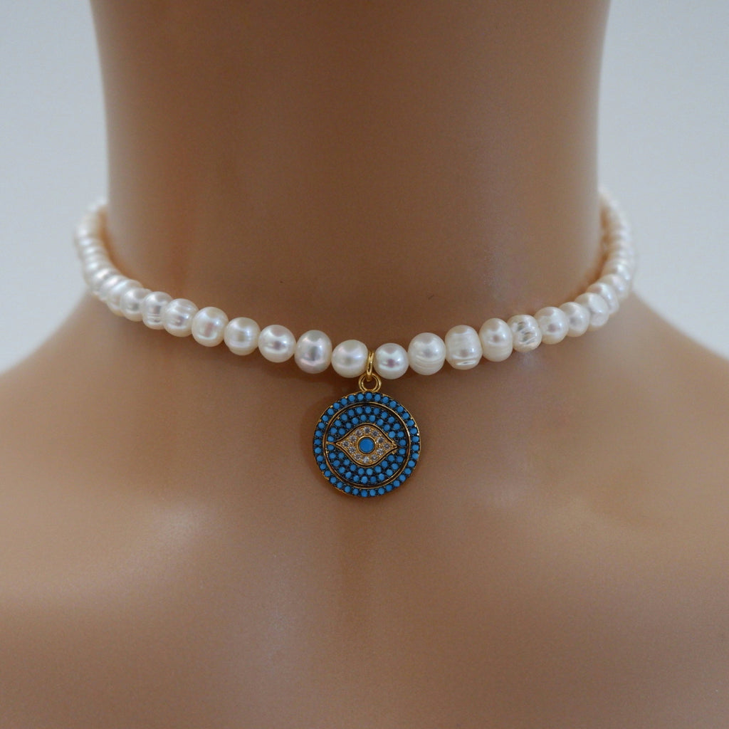 eye pearl u choker