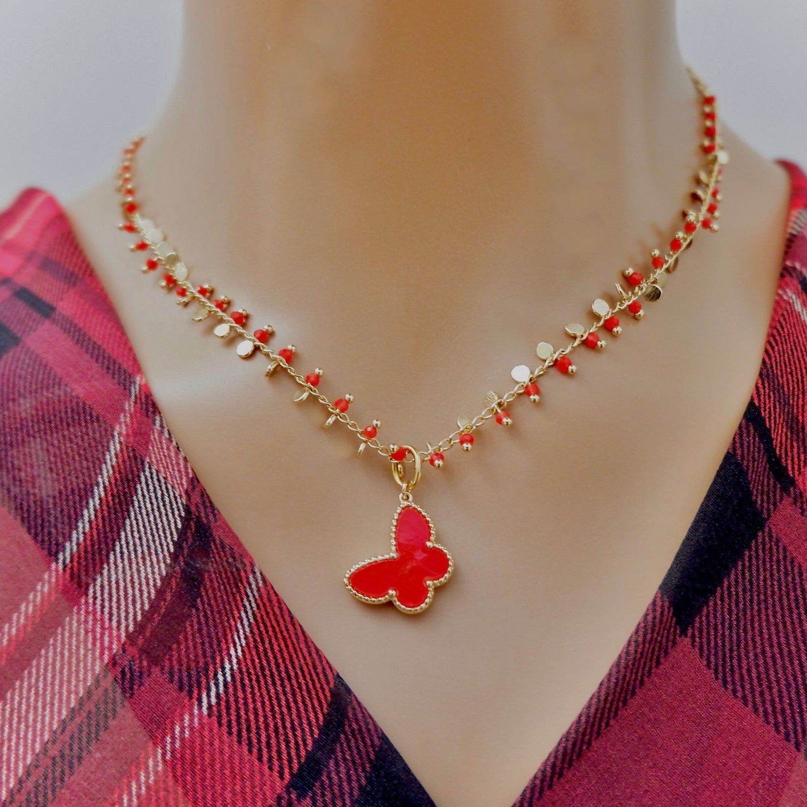 my red butterfly necklace