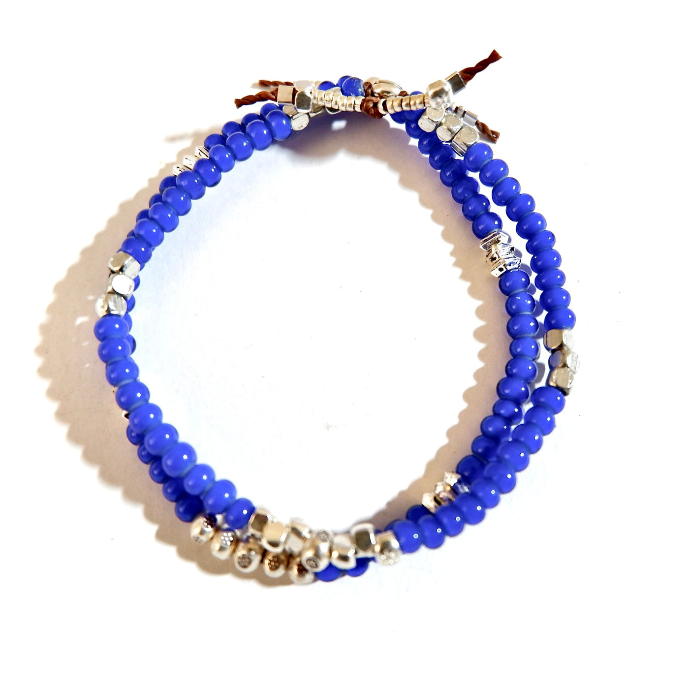 small vintage royal blue beads mens bracelet