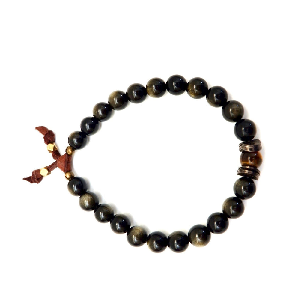 golden obsidian sporty mens bracelet