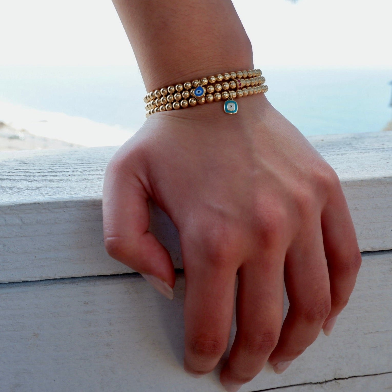 14k gold evil eye charm bracelets
