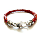 red woven leather mens bracelet