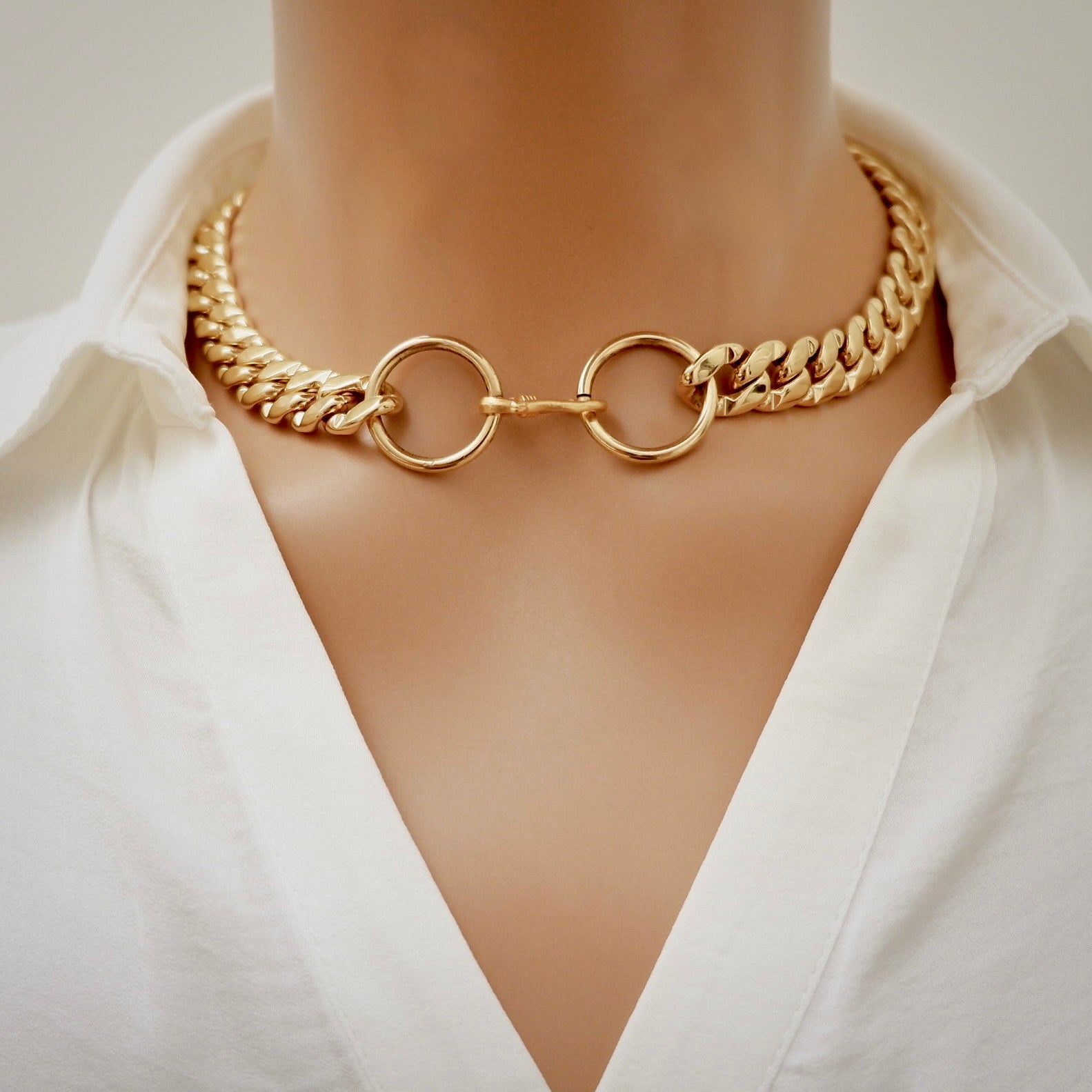 twin circle cubano choker necklace