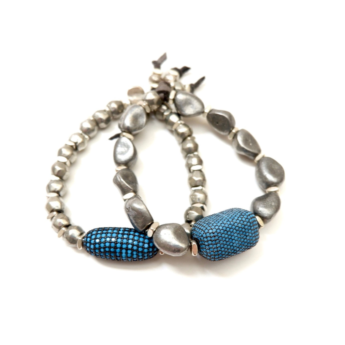 turquoise silver pebbles bracelet