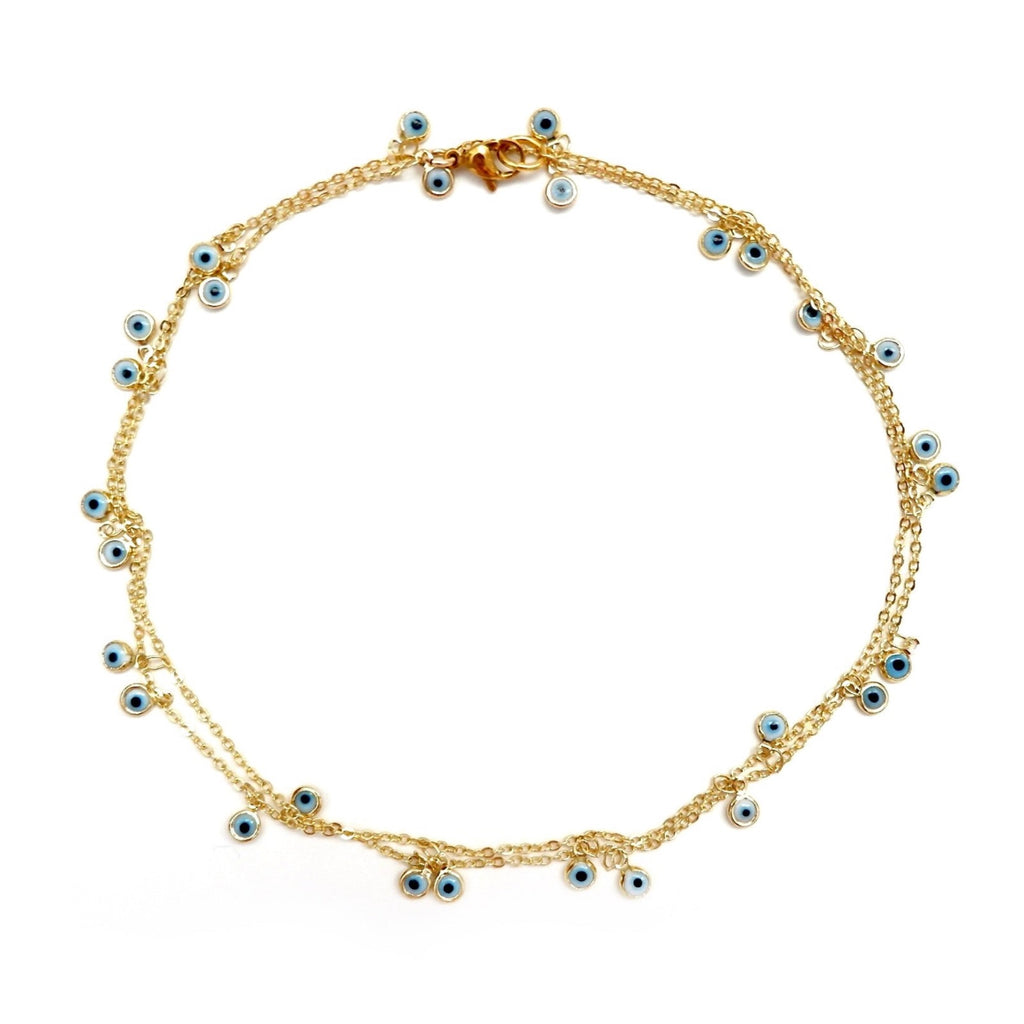tiny dangling eye charm necklace