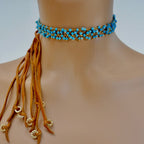 turquoise cluster choker necklace