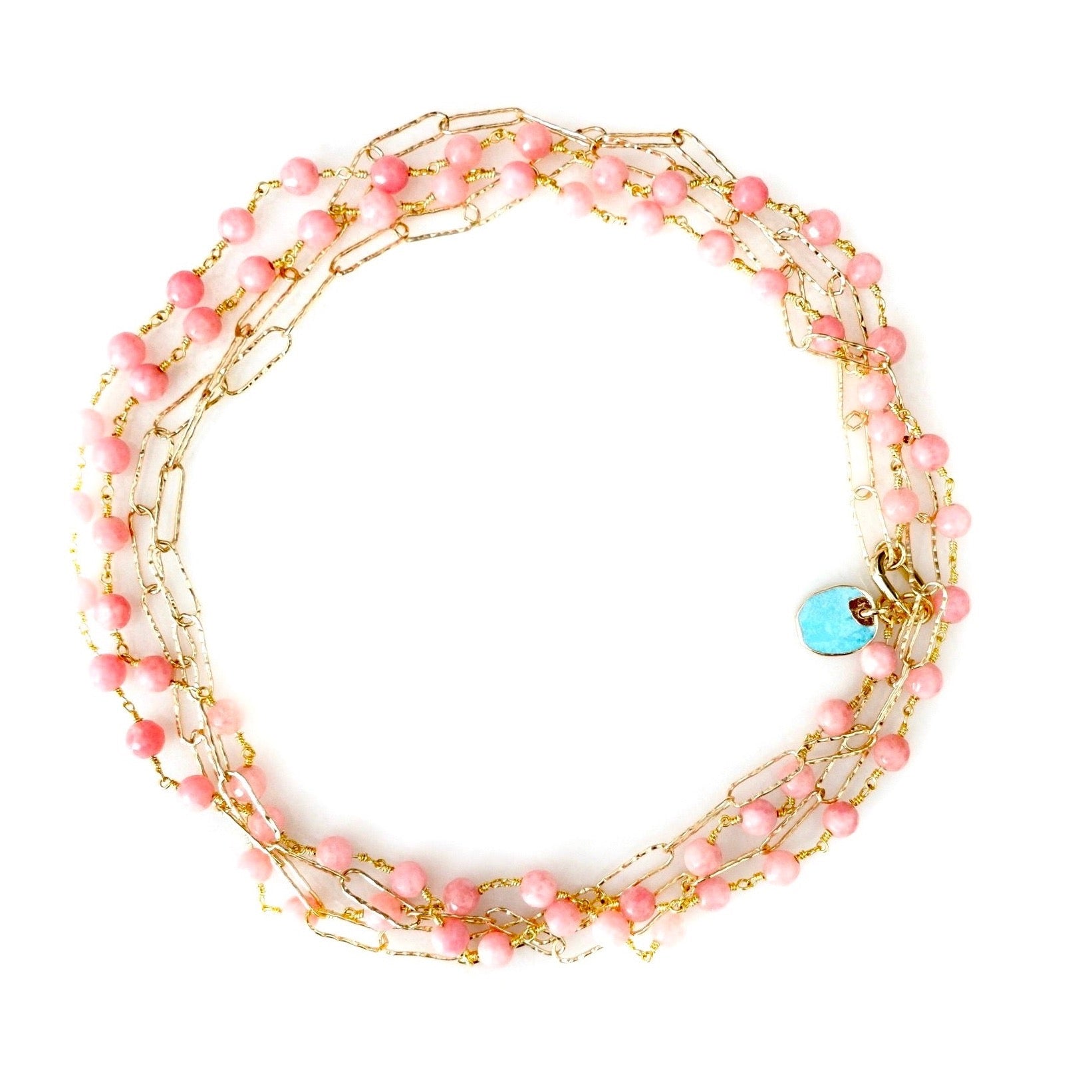 blush gemstones and chain necklace