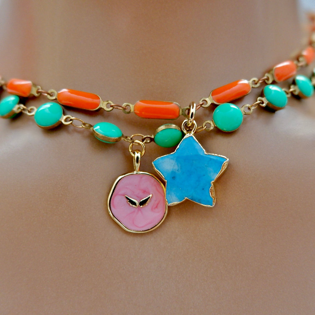 my vintage green happy necklace