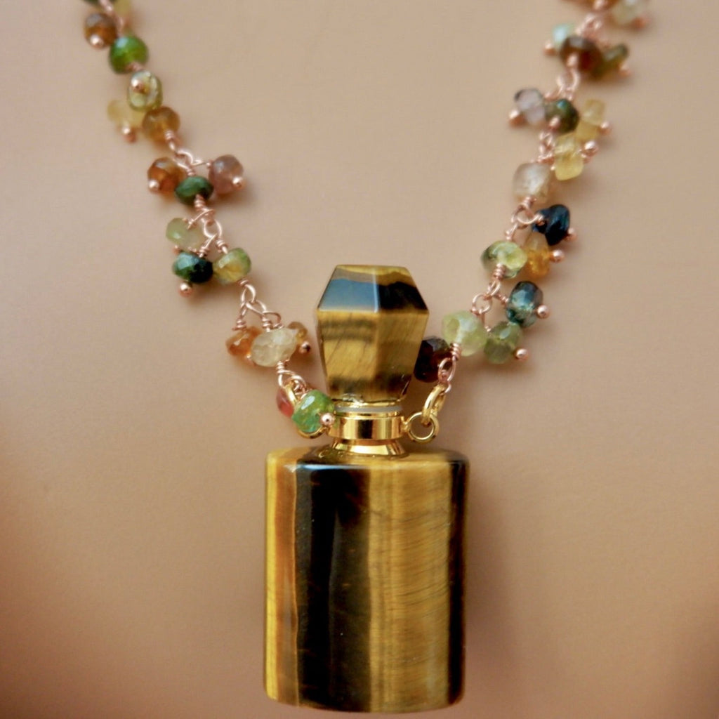 tigers eye perfume bottle necklace