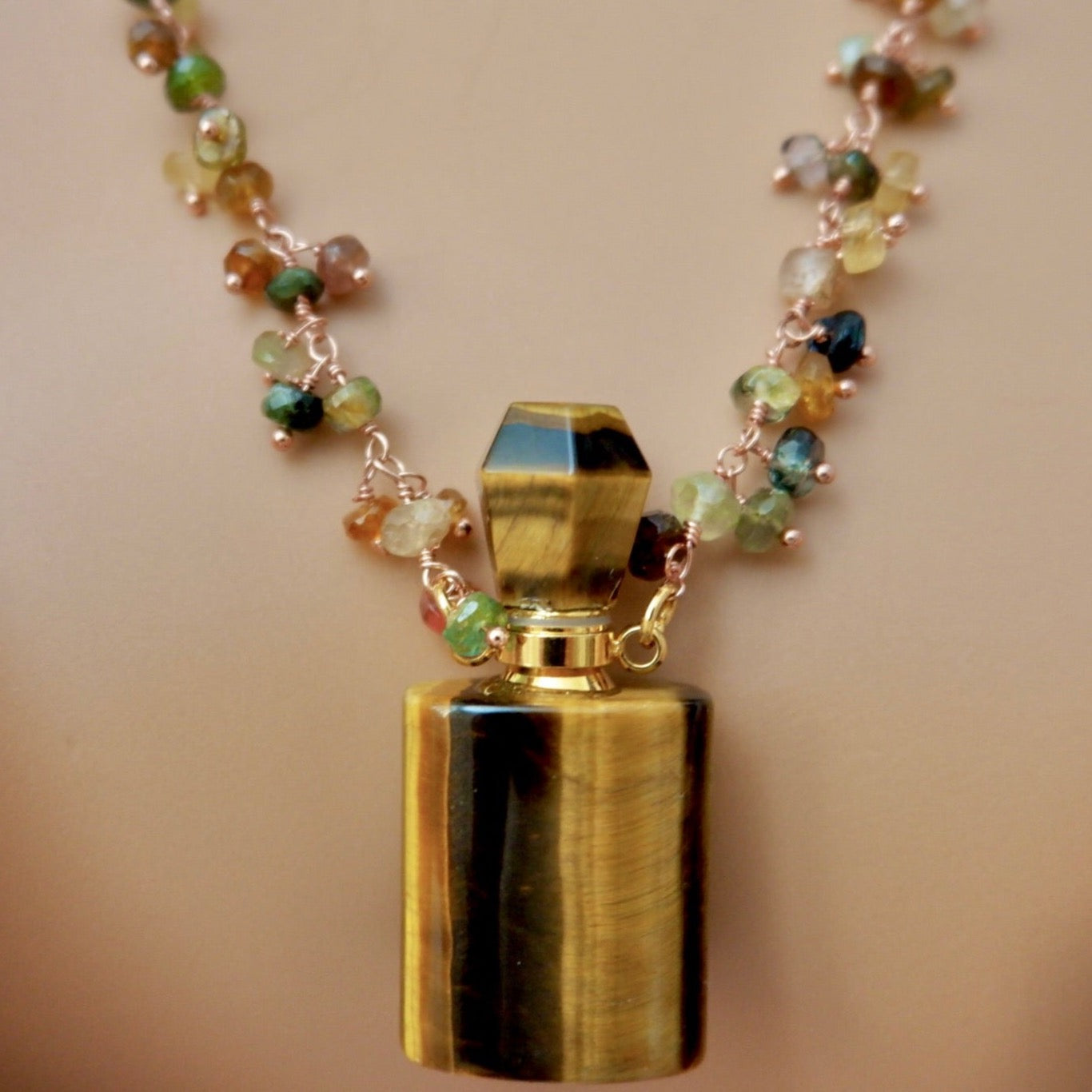 tigers eye perfume bottle necklace