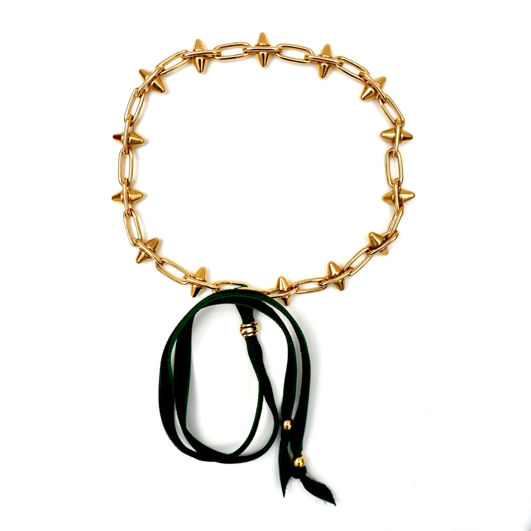 gold spikes choker necklace
