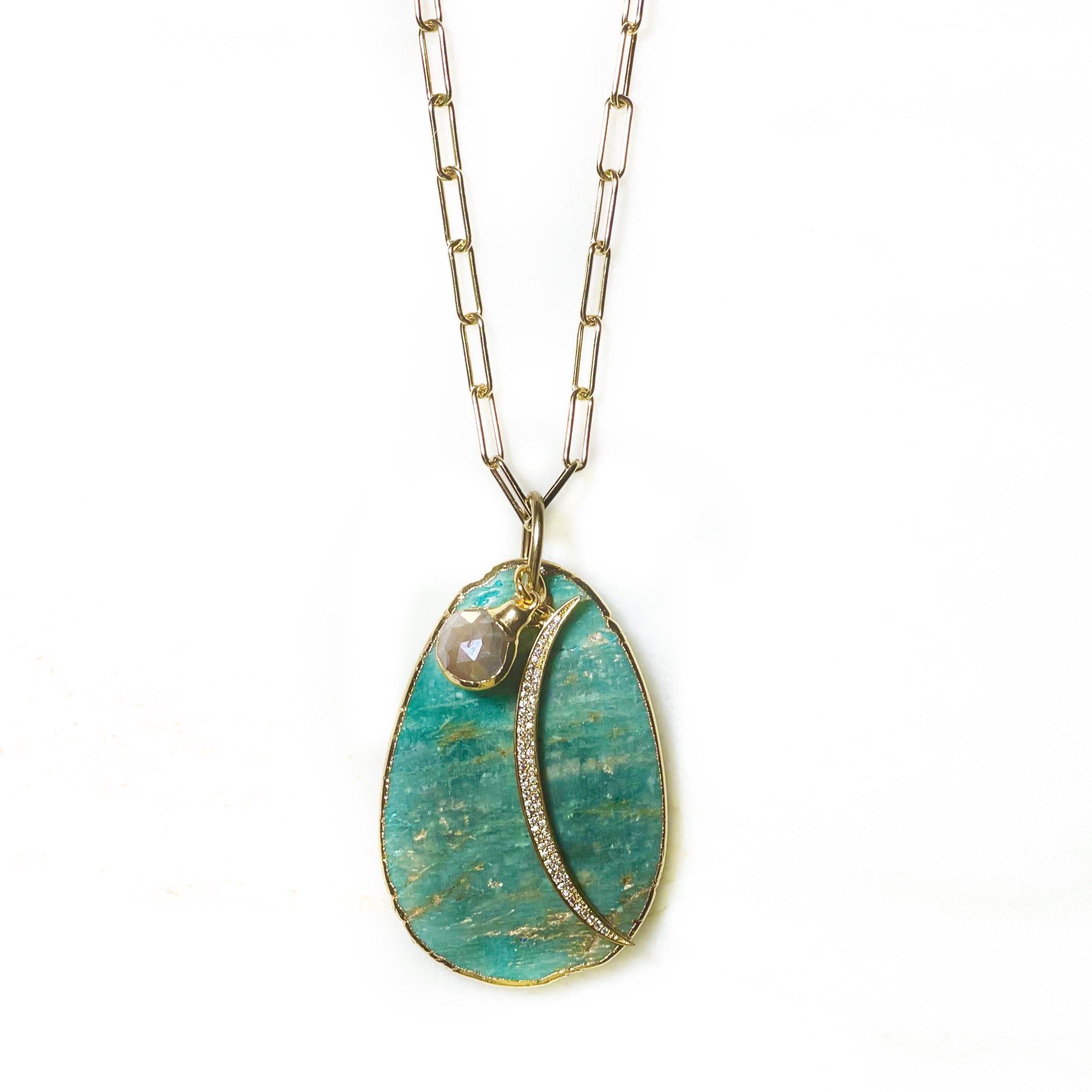 organic amazonite moon necklace