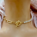 crystal and chain toggle choker