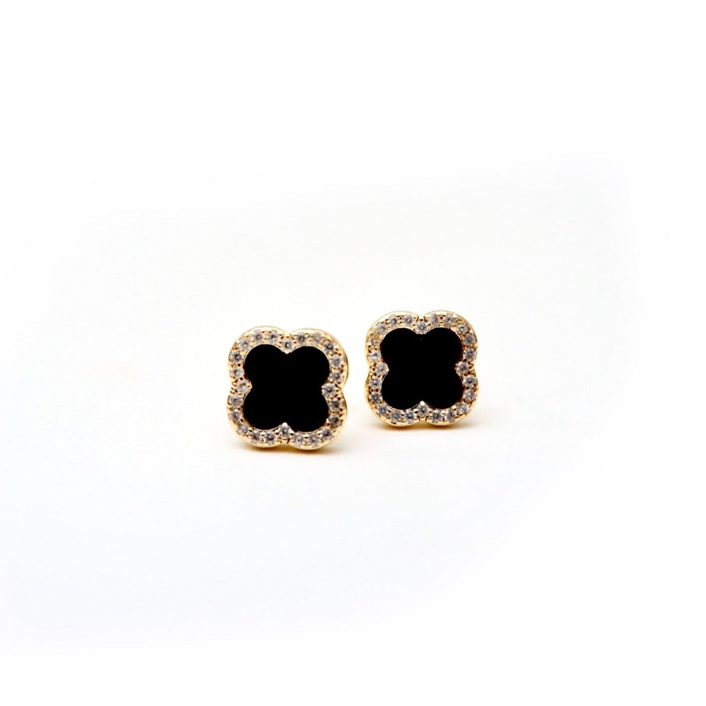 mini pavé clover earrings