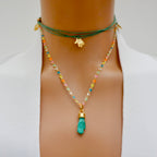 happy malachite hand necklace