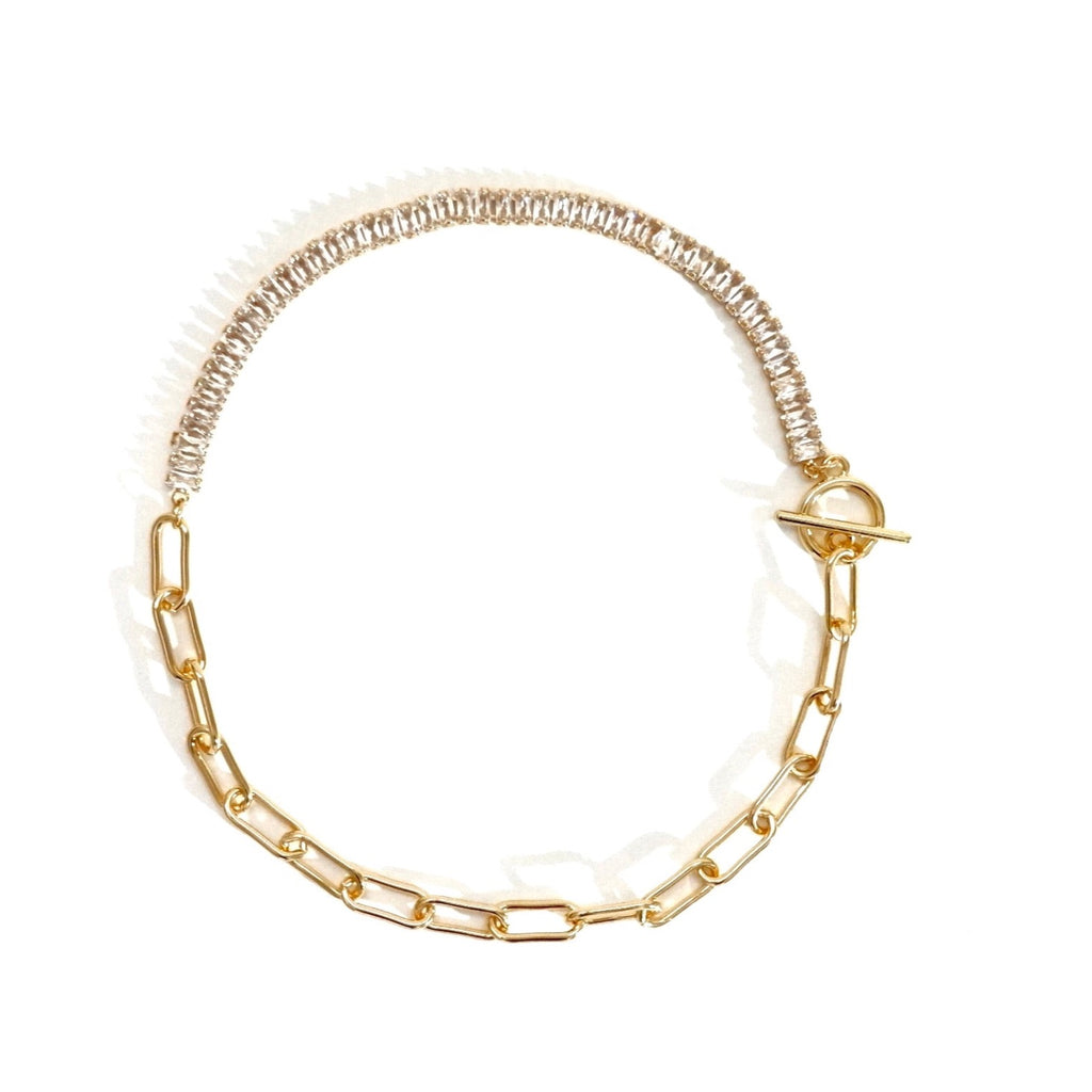 crystal and chain toggle choker