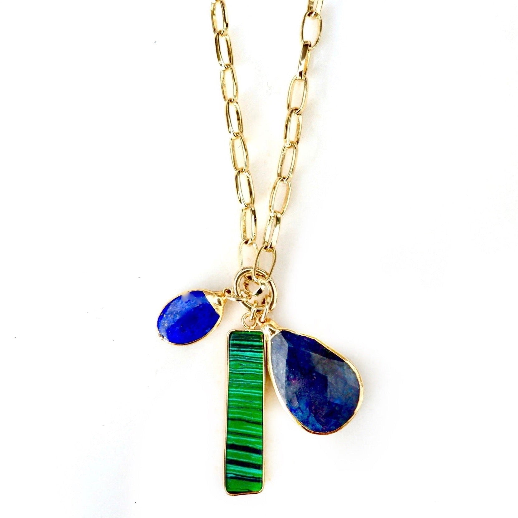 three gemstones necklace