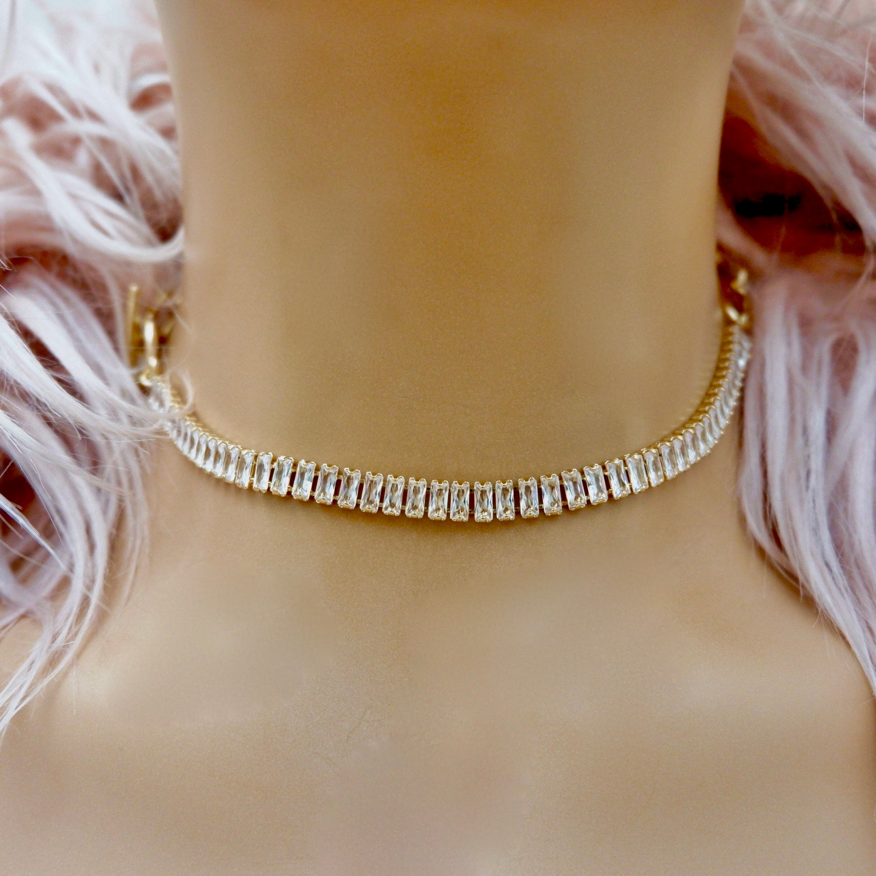 crystal and chain toggle choker