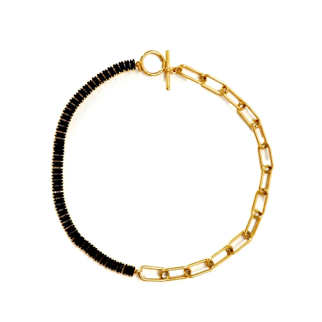 crystal and chain toggle choker