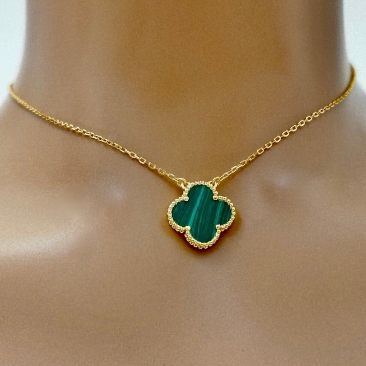malachite clover necklace