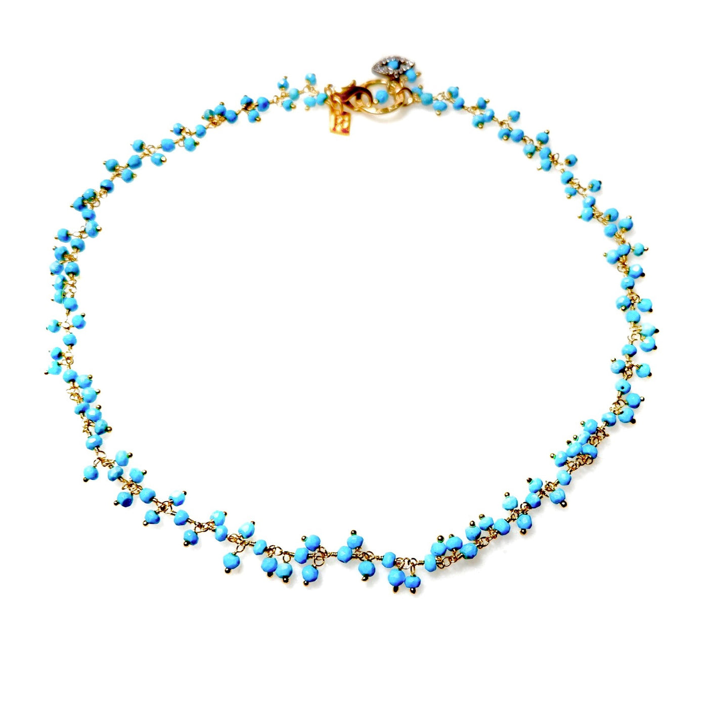turquoise cluster choker necklace