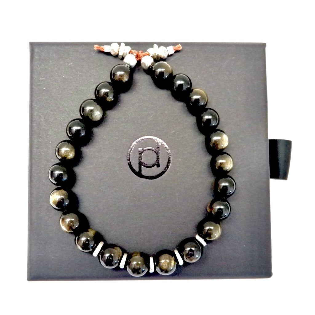 golden obsidian city mens bracelet