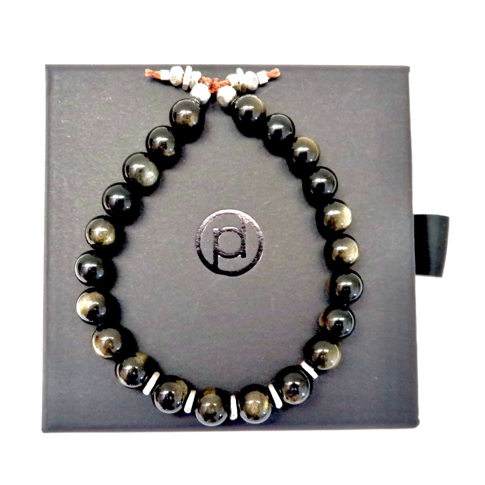 golden obsidian city mens bracelet