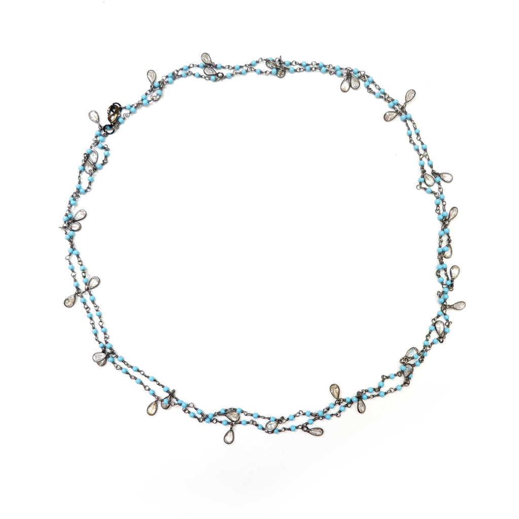 dangling drops turquoise chain necklace