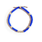 small vintage royal blue beads mens bracelet