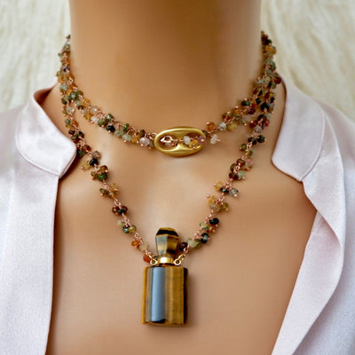 tigers eye perfume bottle necklace