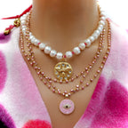 vintage charm pearl choker necklace
