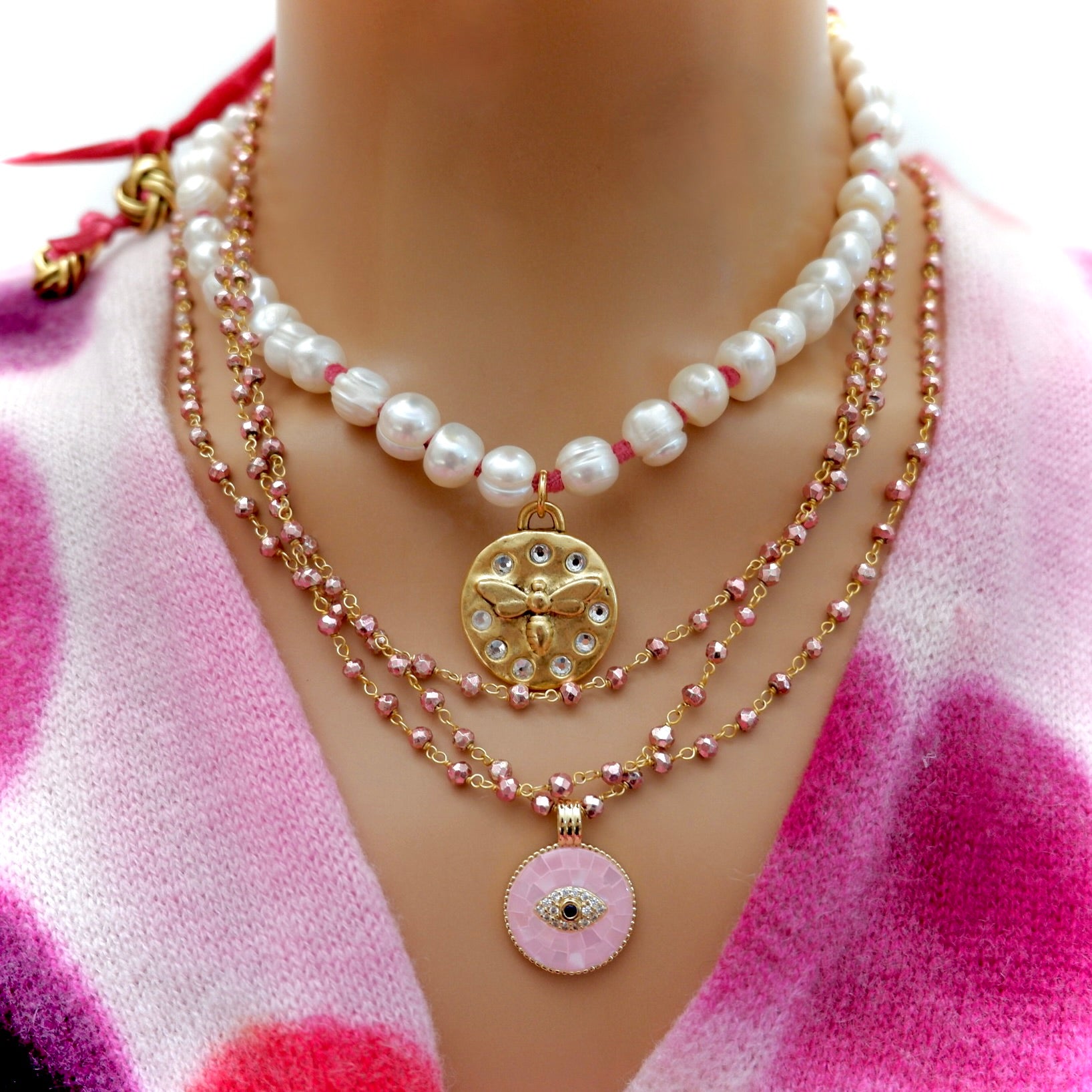vintage charm pearl choker necklace