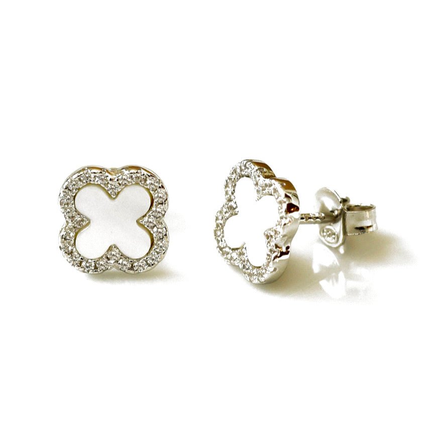 mini pavé clover earrings