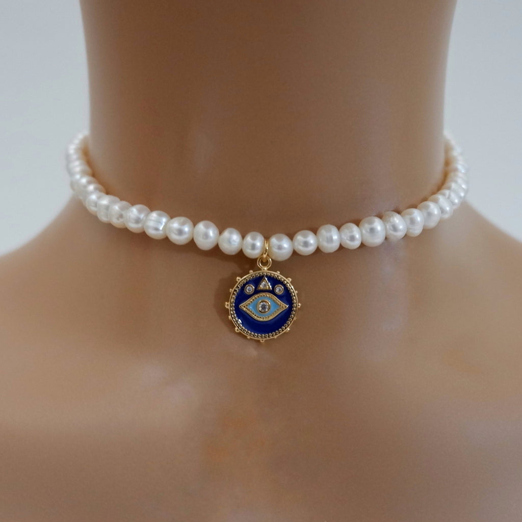 eye pearl u choker