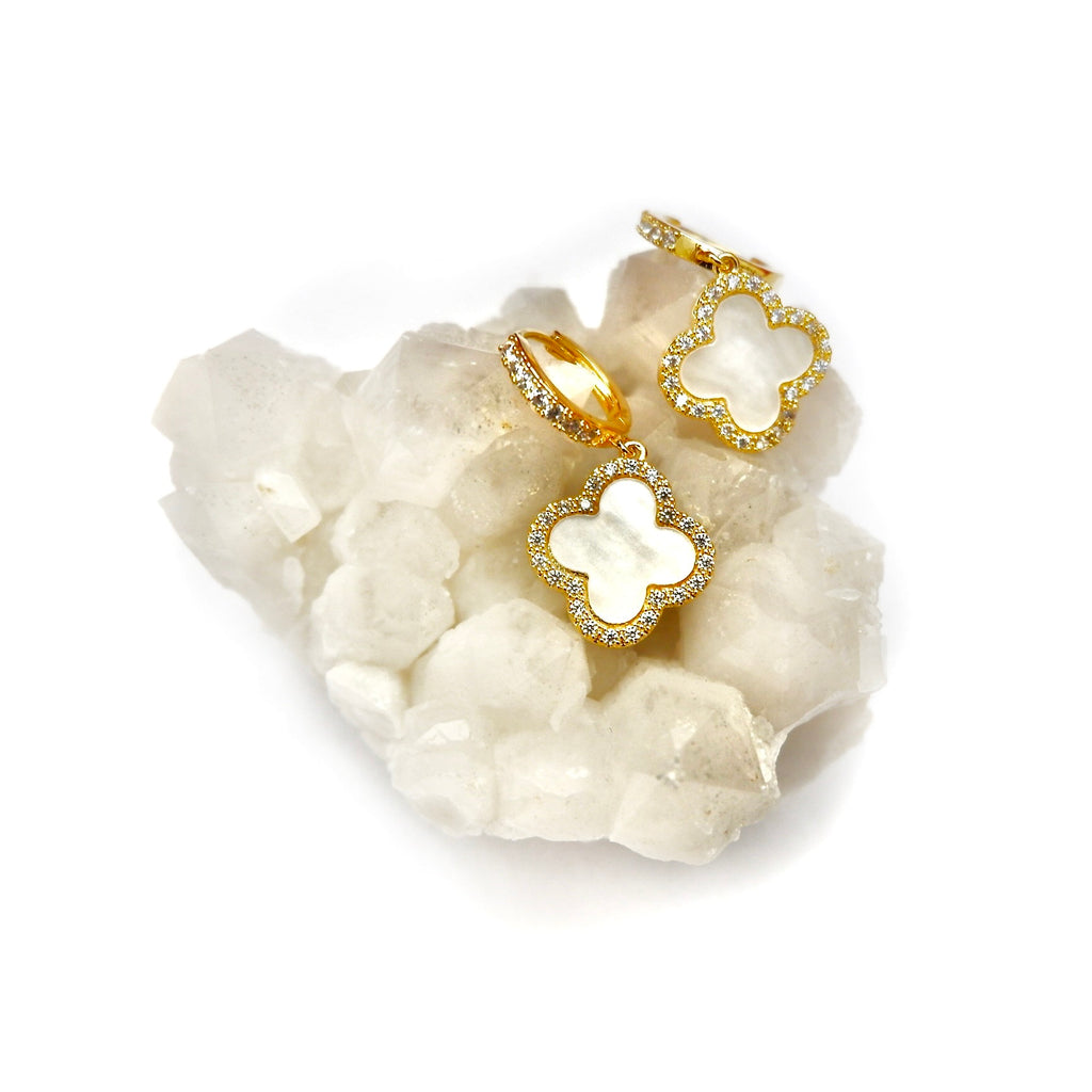 my dangling bling clover earrings