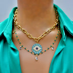 my giant turquoise evil eye necklace