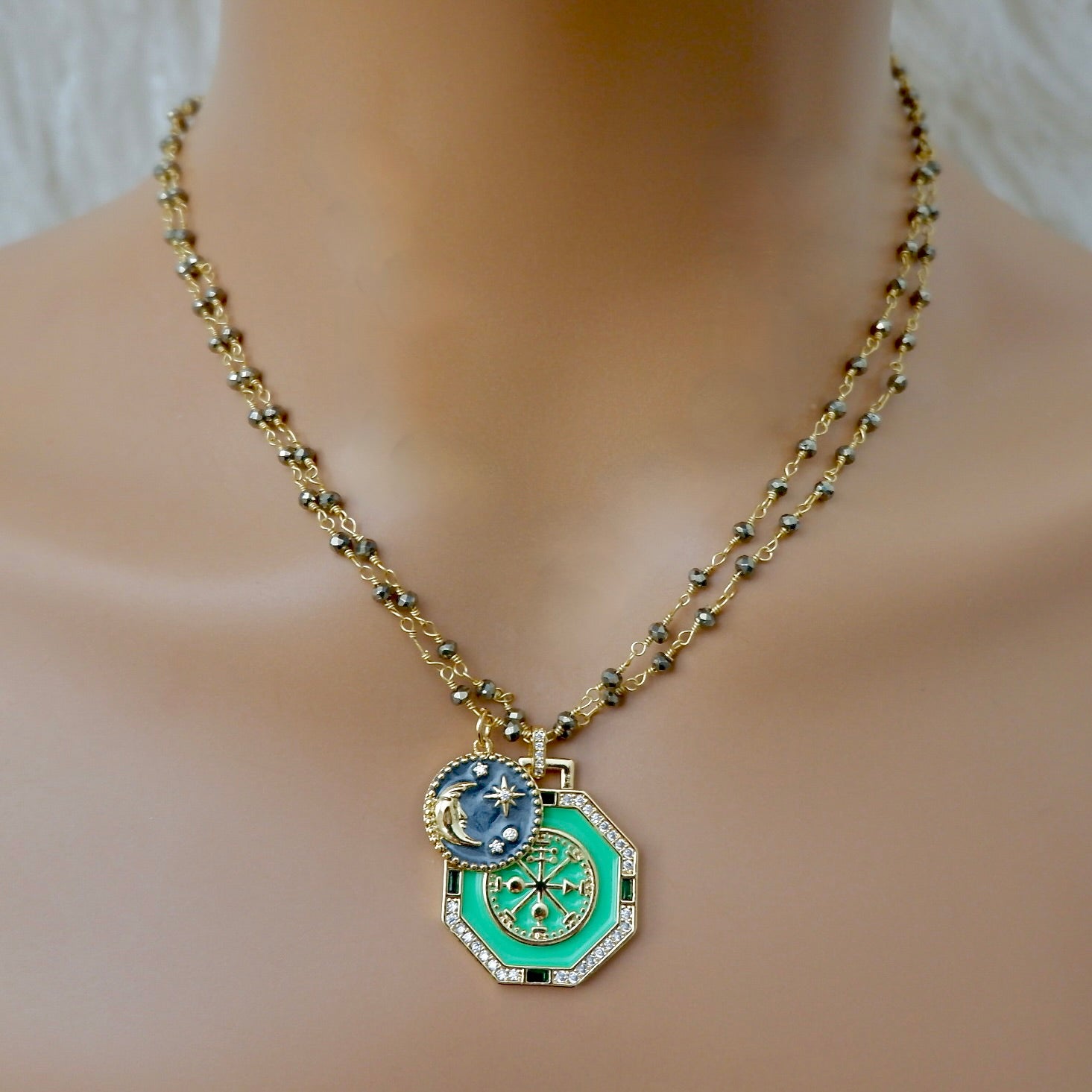 my green octagon necklace
