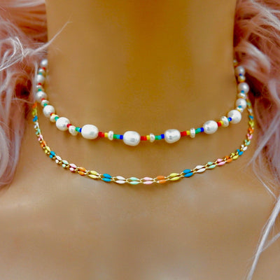 my rainbow enamel necklace