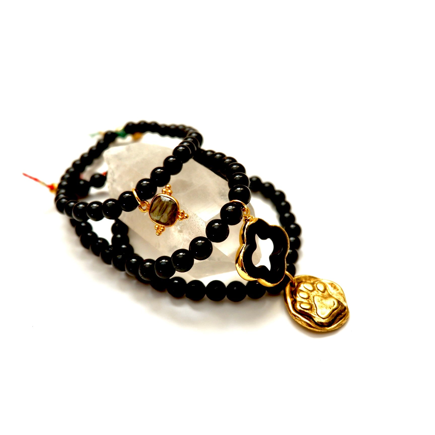labradorite charm onyx bracelet