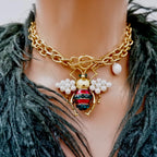 bumble bee and links chain necklace
