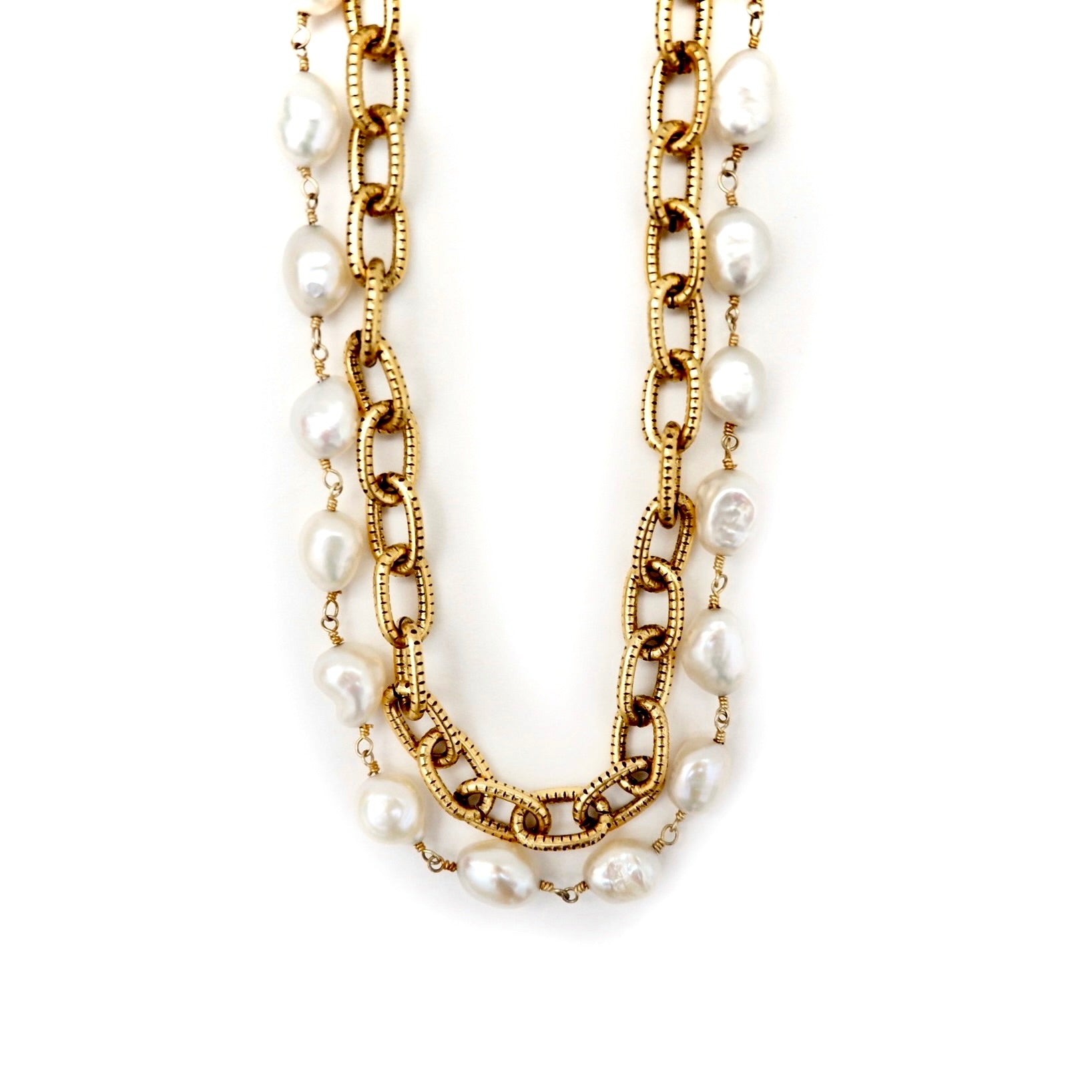 double wrap vintage pearl necklace