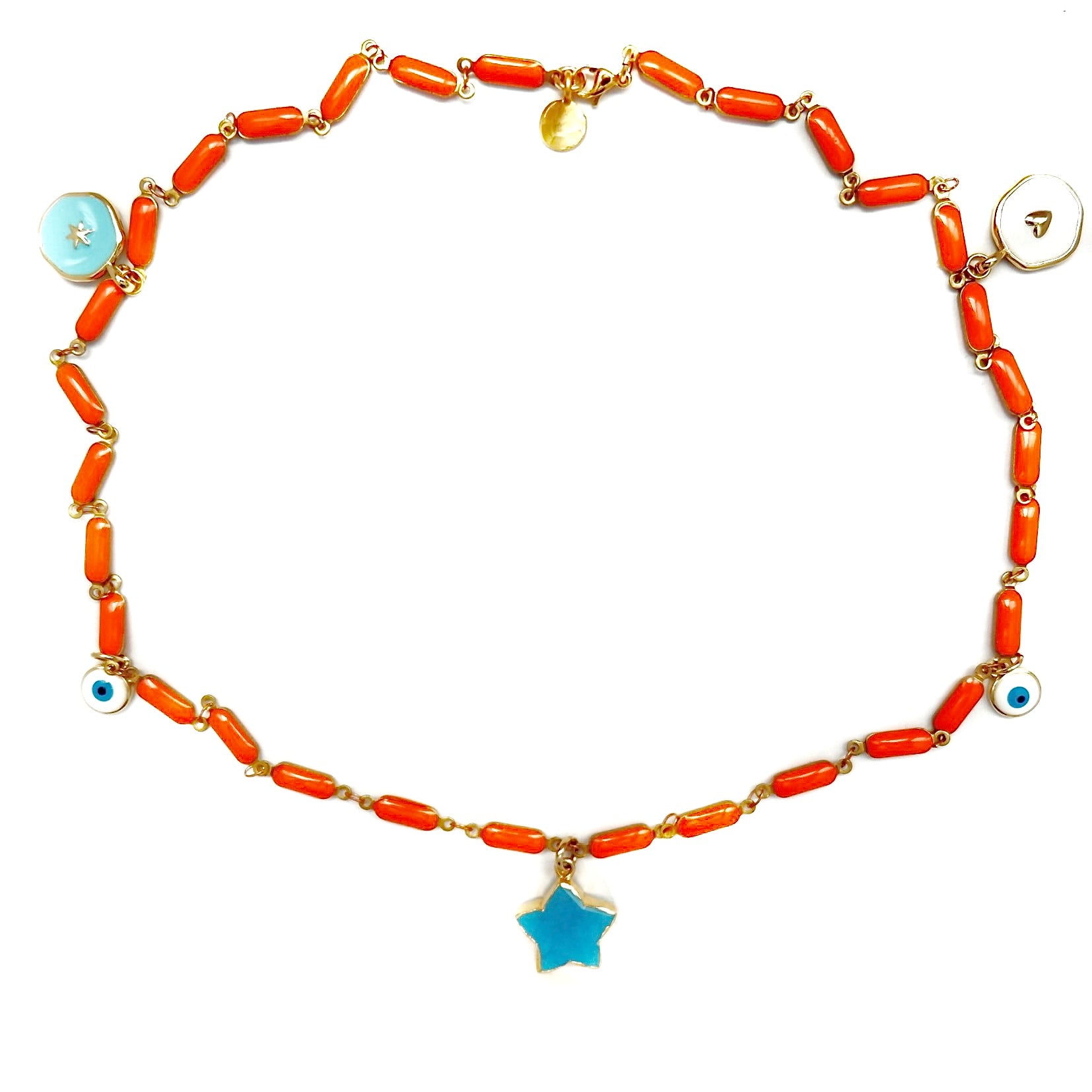 my vintage orange happy necklace
