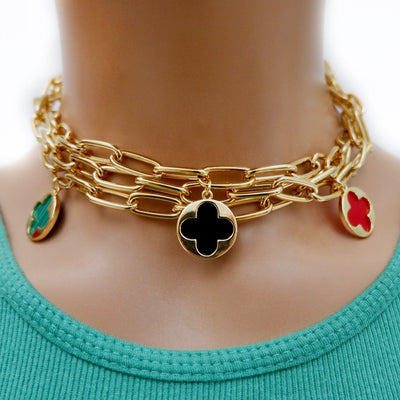 my stylish malachite clover necklace