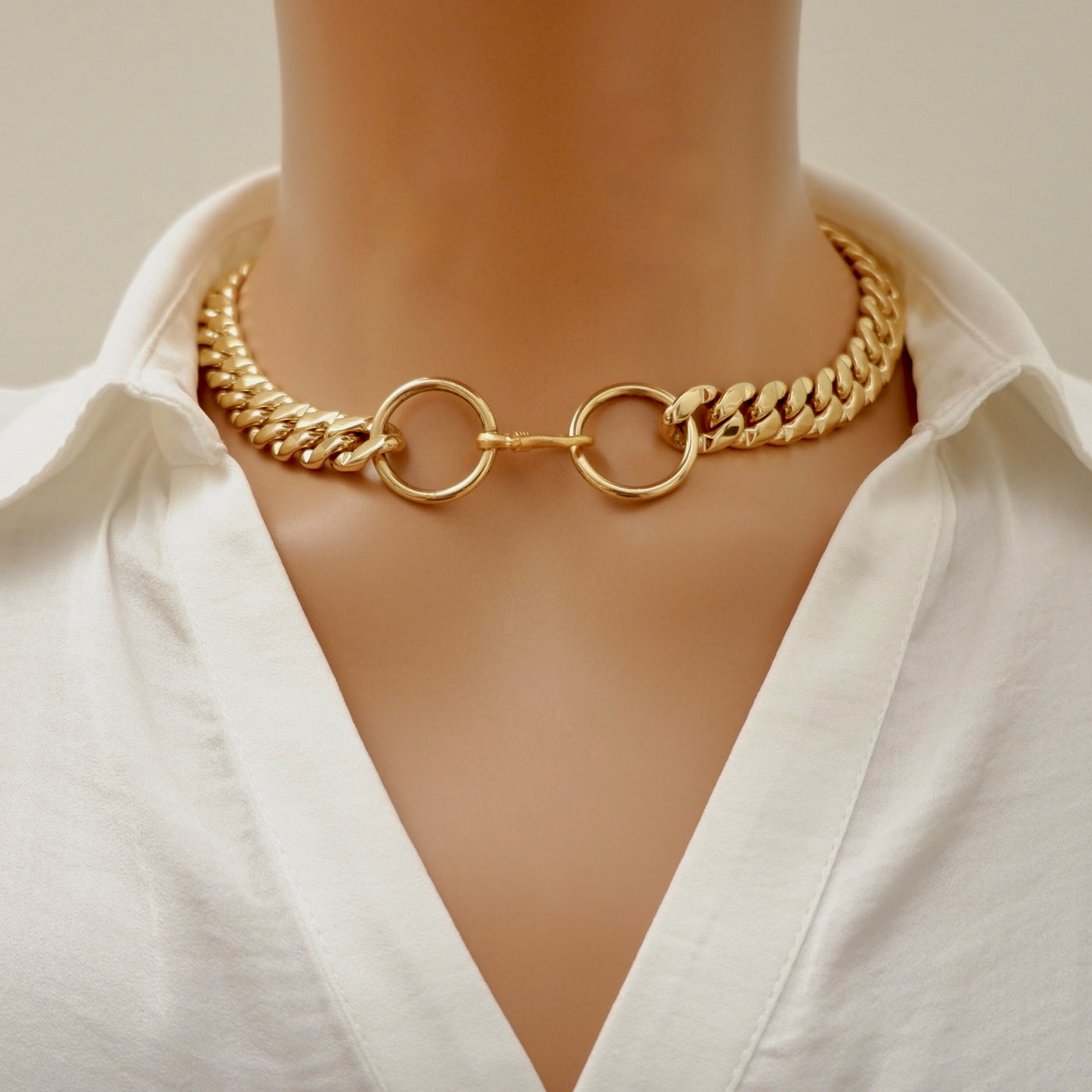 twin circle cubano choker necklace