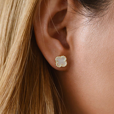 mini pavé clover earrings