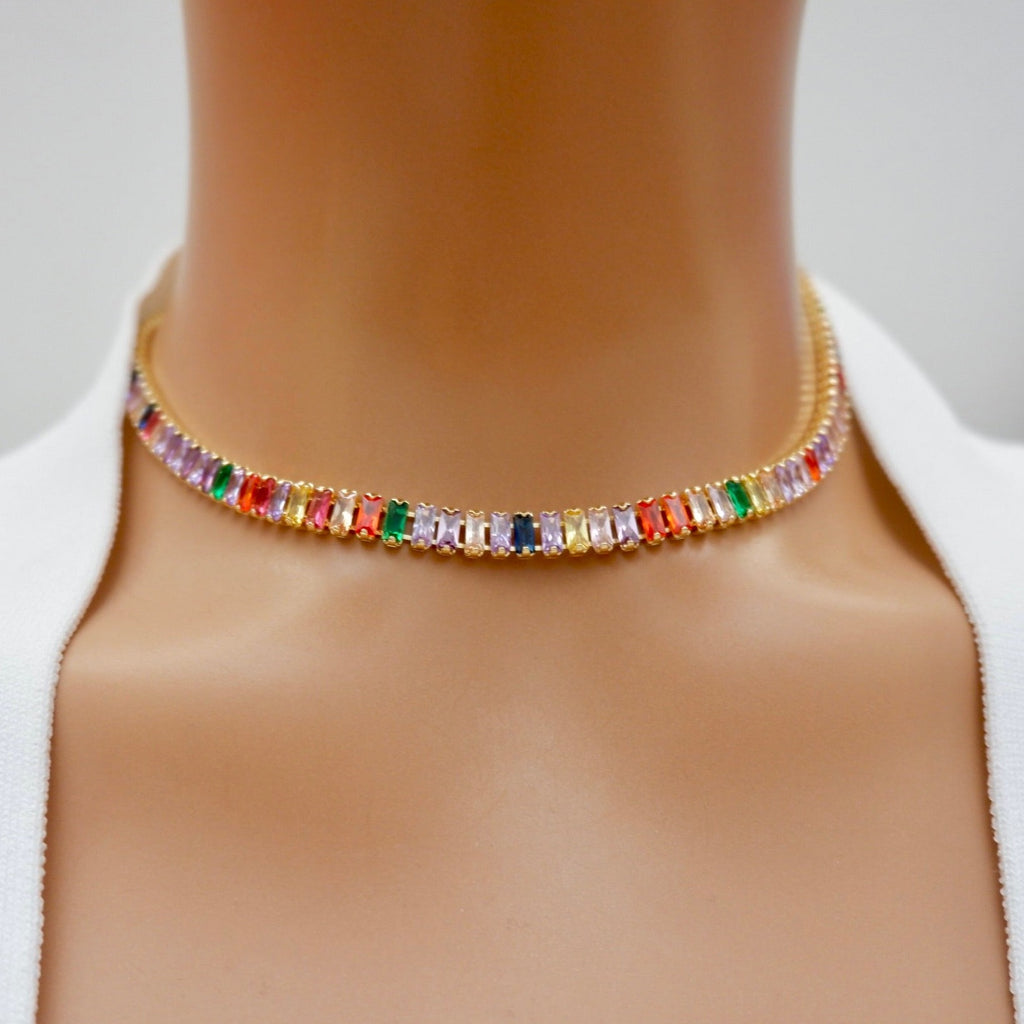 my rainbow choker necklace