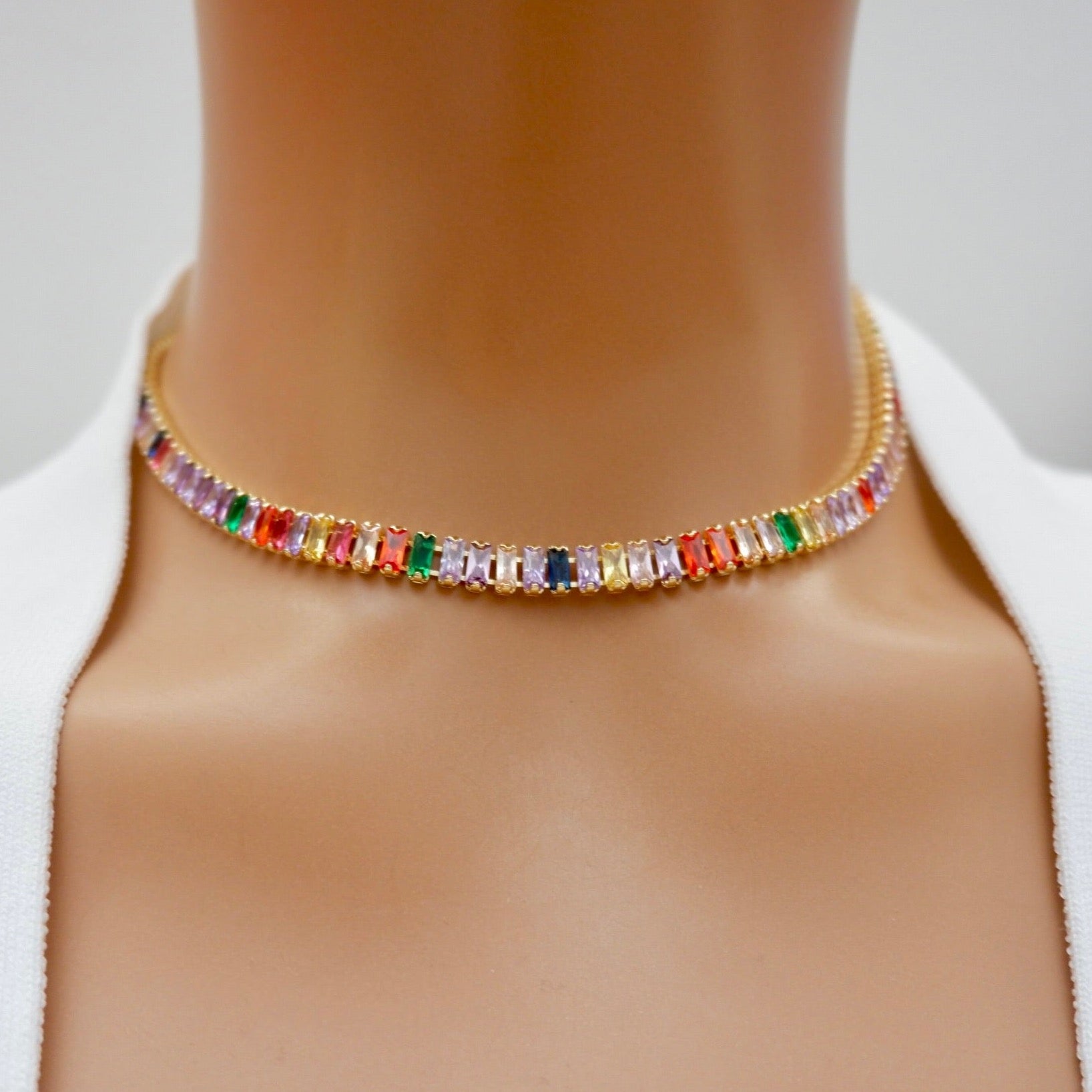 my rainbow choker necklace