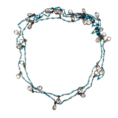 dangling drops turquoise chain necklace