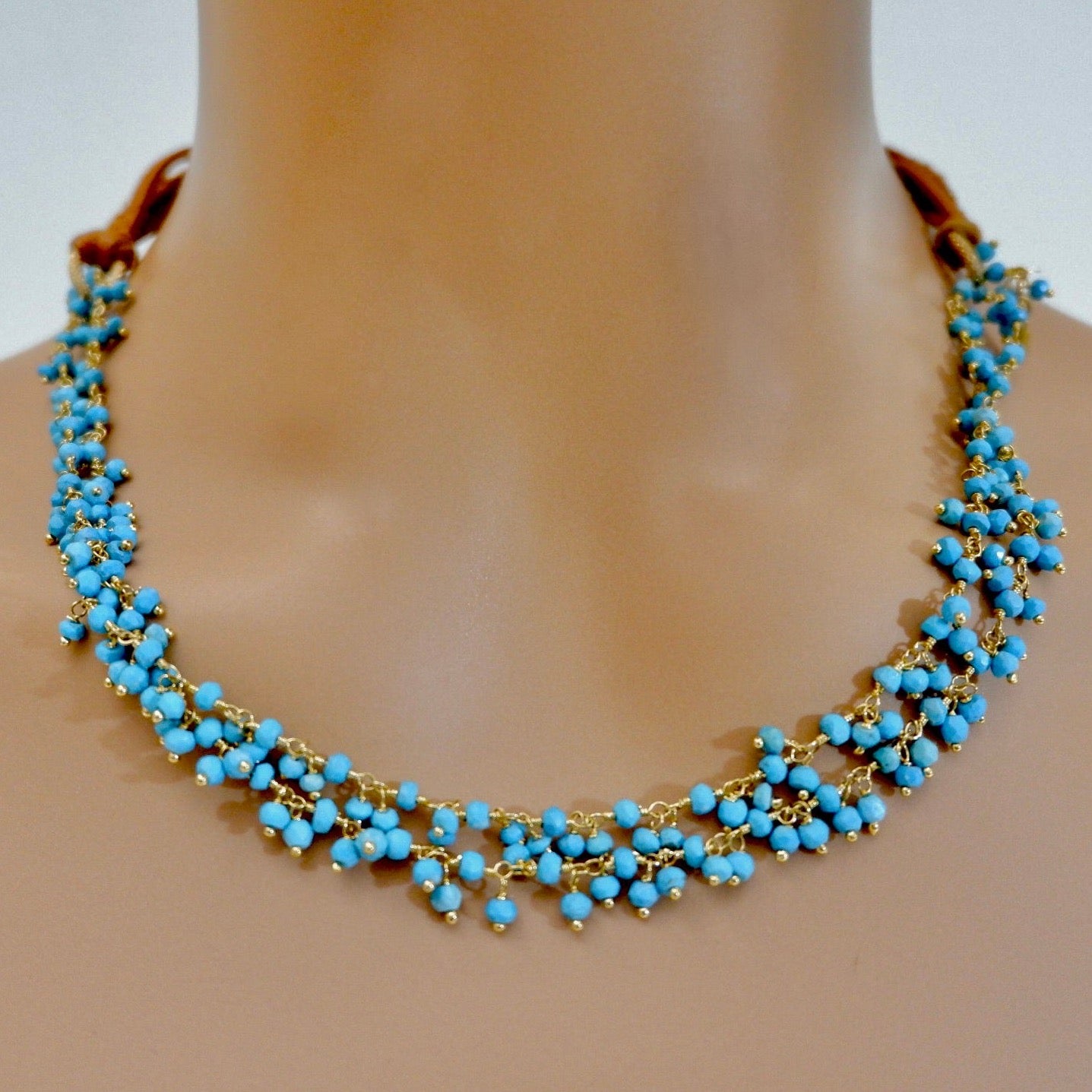 turquoise cluster choker necklace